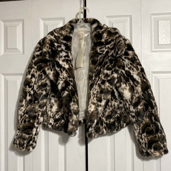 Band Of The Free Jackets & Blazers - Band of the free animal print black brown cream faux fur jacket coat MEDIUM